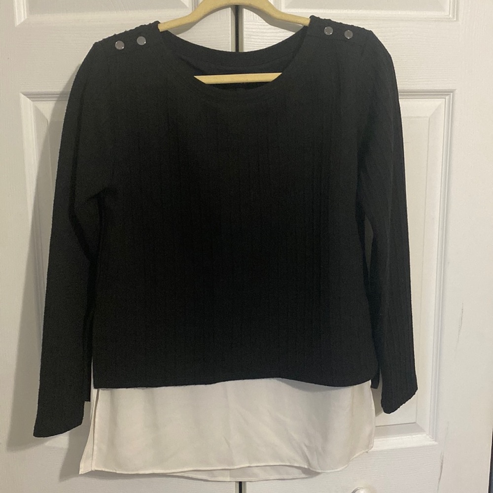 Layered Mixed-Media Sweater. Great condition. Worn only a few times.